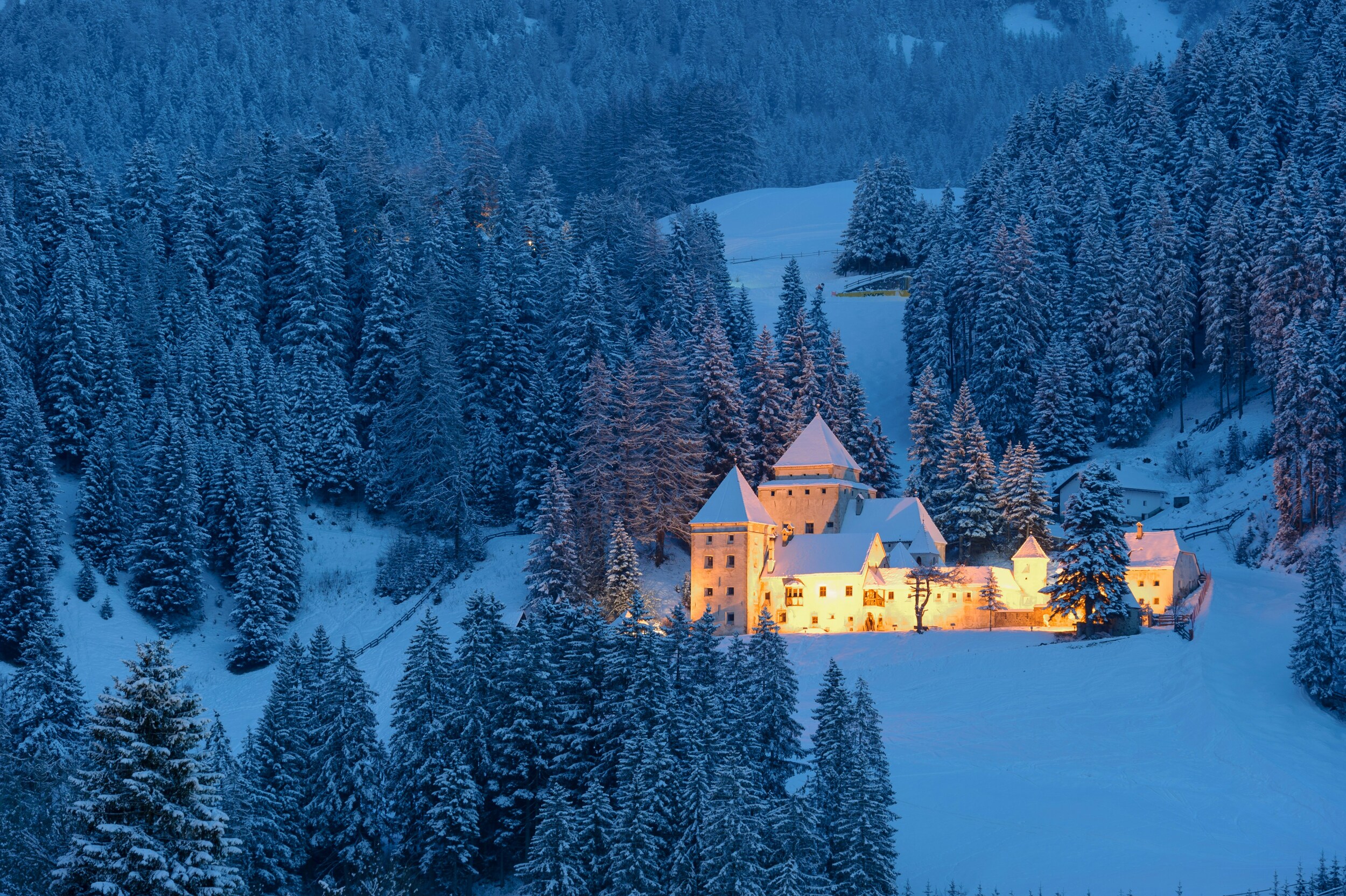 Castel in the snow in winter