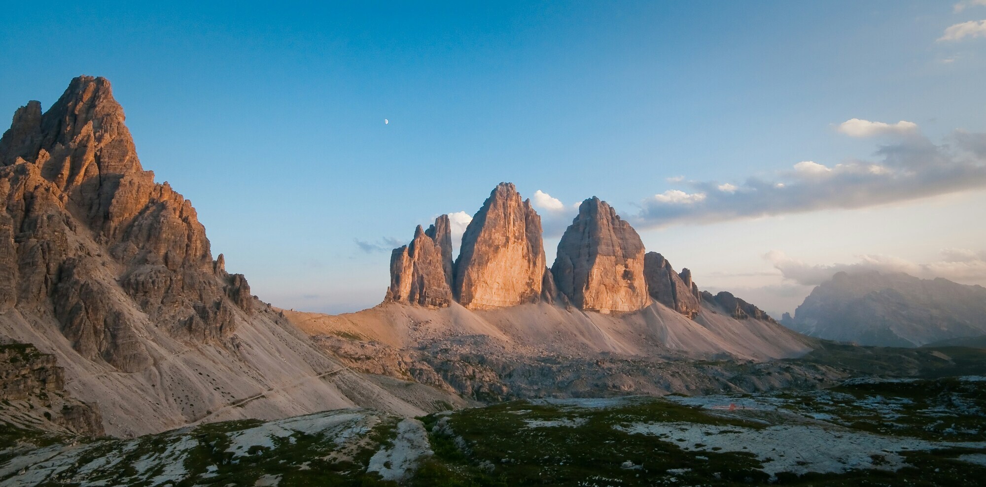 Dolomites peaks in the last sunlight