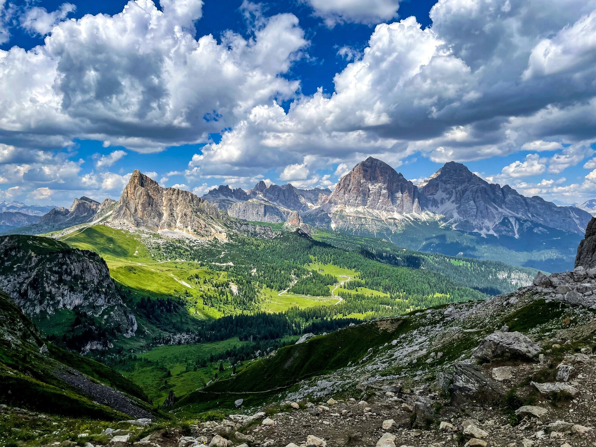 Alpine meadows, mountains and trails in Cortina